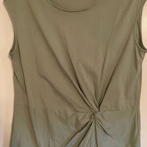 Olive Green Sleeveless Twist Front Top
